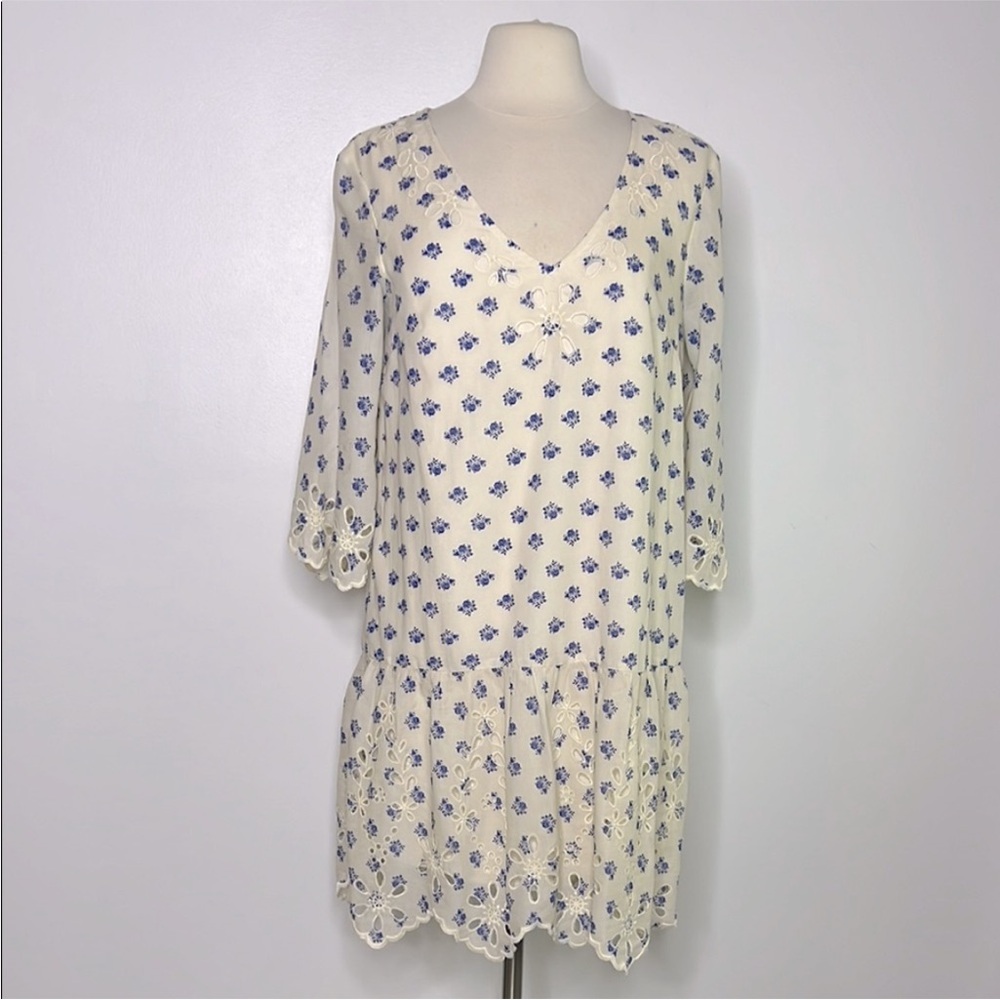 Anthropologie Meadow Rue Eyelet Tunic floral Dress size small